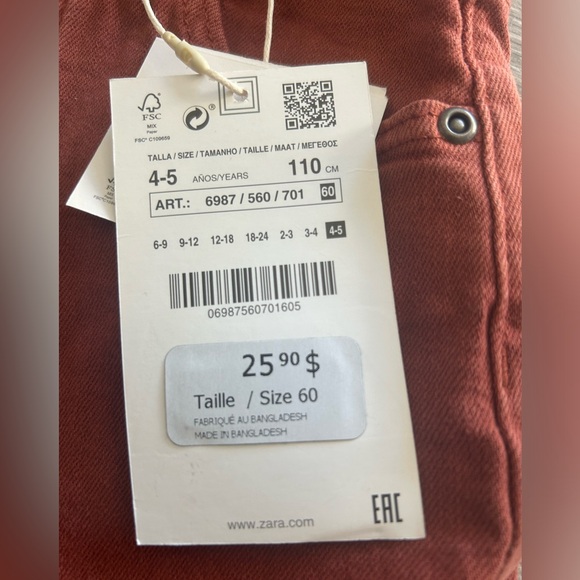 Zara Kids  Jeans Size 4-5 Years with Tags - Picture 5 of 6